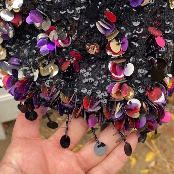 Vintage 60s beaded vest Embellished with sequins. 100% Wiool Must see Video - Picture 4 of 16